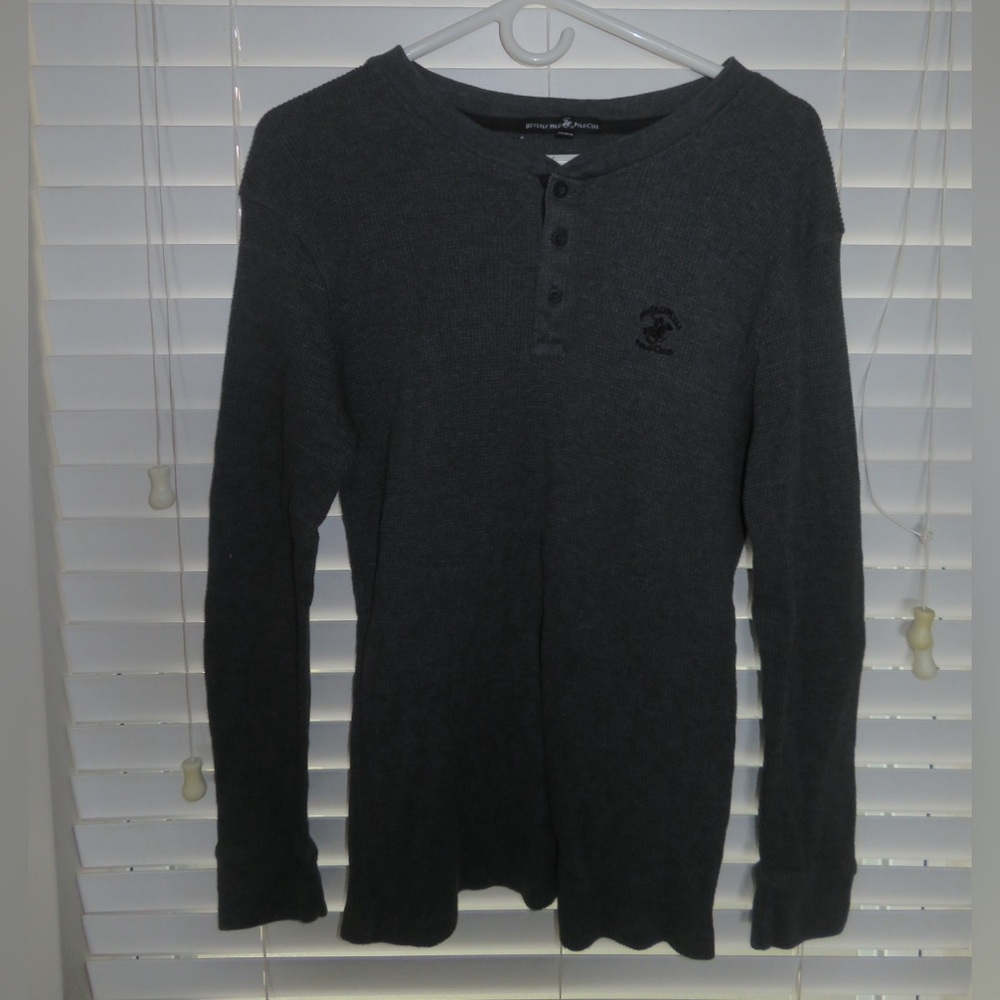 Beverly Hills Polo Club Charcoal Henley Shirt